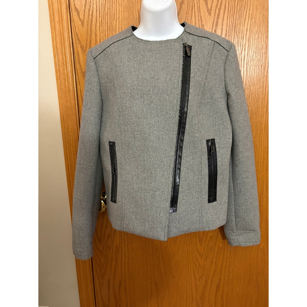 United Colors of Benetton Gray Asymmetrical Zip Wool Blend Jacket IT 46